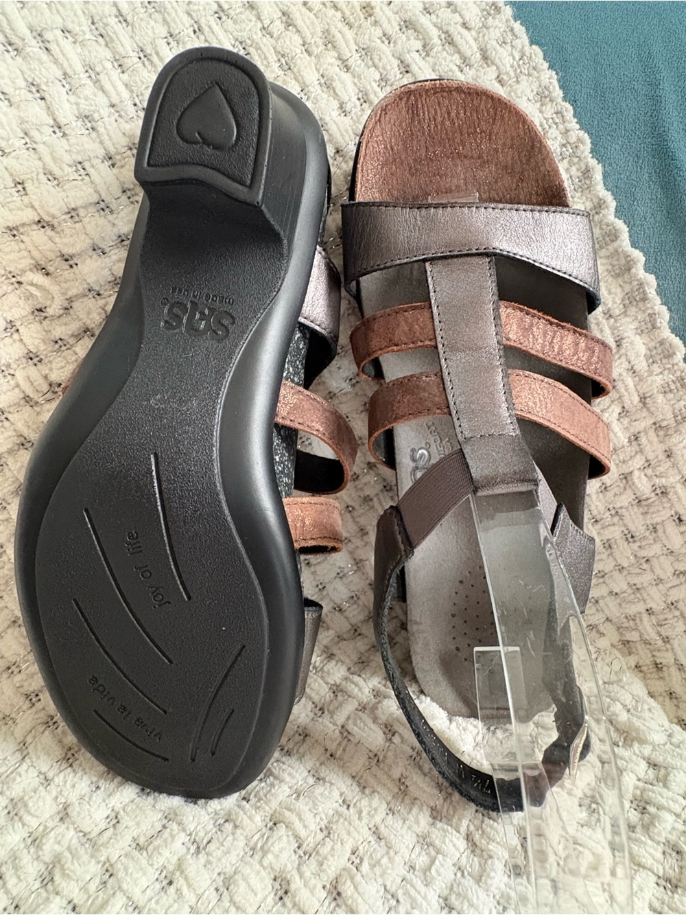 SAS Allegro Brown Heeled Sandals Size 7.5 W